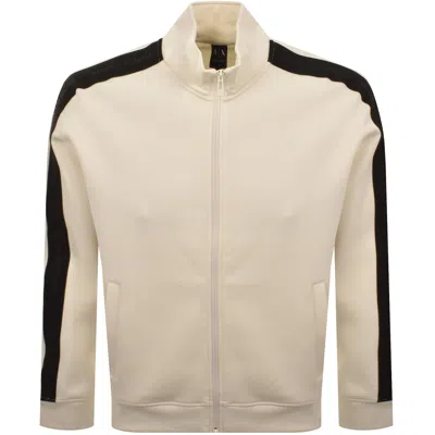 Armani Exchange Full Zip Sweatshirt Off White In Neutral