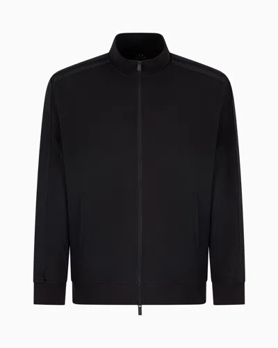 Armani Exchange Full Zip Sweatshirt With Logo Bands In Black