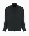 Armani Exchange Full Zip Sweatshirt With Logo Bands In Green