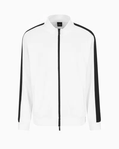 Armani Exchange Full Zip Sweatshirt With Logo Bands In White
