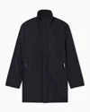 Armani Exchange Full Zip Trench Coat In Fleece Fabric In Blue