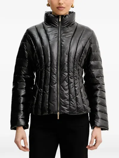 Armani Exchange Funnel-neck Quilted Jacket In Black