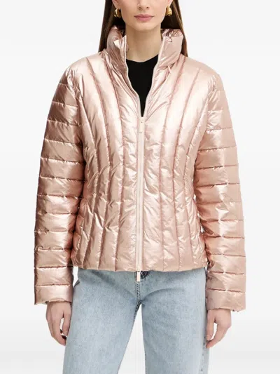 Armani Exchange Funnel-neck Quilted Jacket In Pink