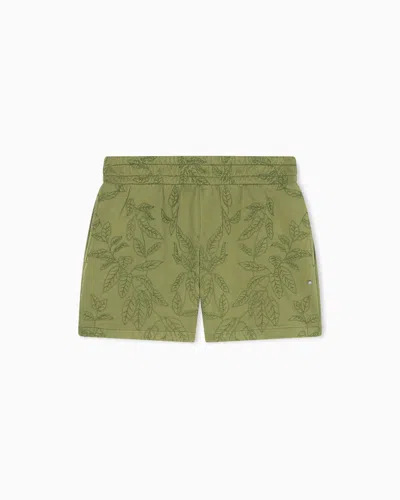 Armani Exchange Garment Dyed Shorts In Cotton French Terry In Green