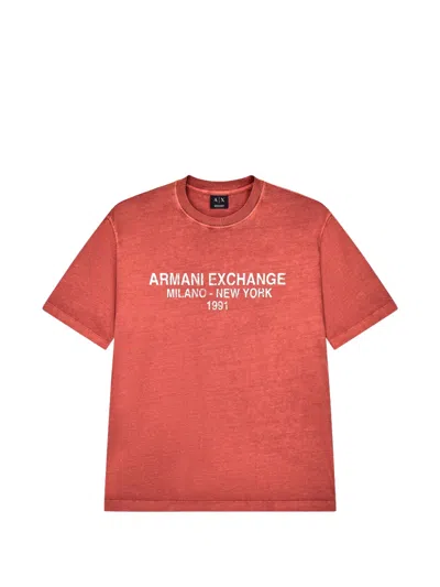 Armani Exchange Regular T-shirt Garment-dyed Cotton Jersey In Blue
