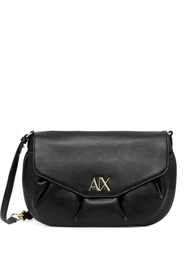 Armani Exchange Gathered-effect Cross-body Bag In Black