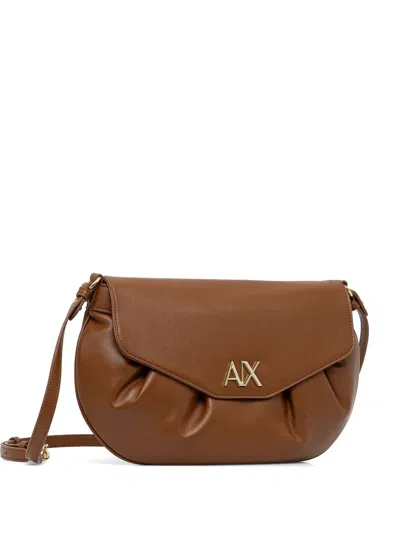 Armani Exchange Gathered-effect Cross-body Bag In Brown