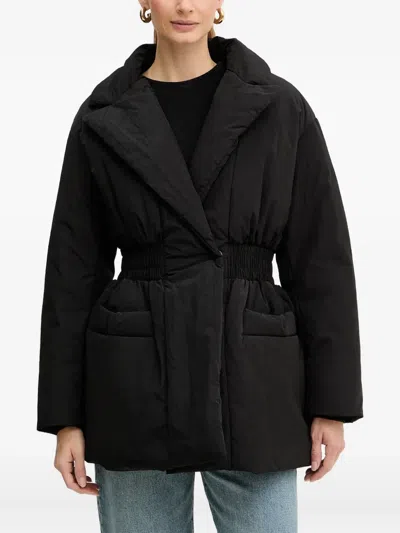 Armani Exchange Gathered-waist Puffer Jacket In Black