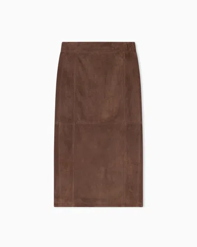 Armani Exchange Genuine Leather Suede Jacket In Brown