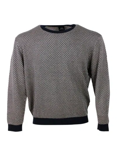 Armani Exchange Geometric Pattern Crewneck Jumper In Multi