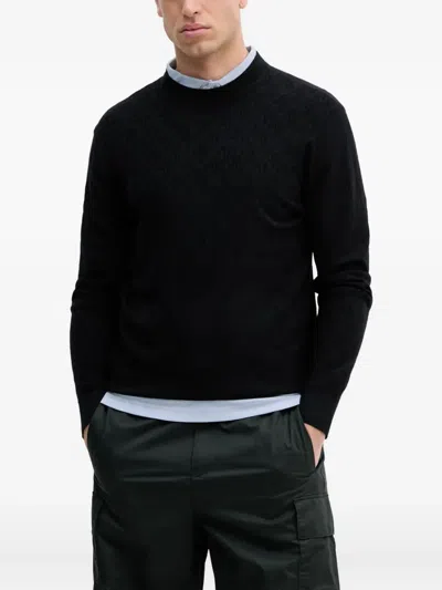 Armani Exchange Geometric-pattern Jumper In Black