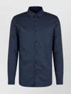 Armani Exchange Geometric Pattern Long Cuffed Shirt In Blue