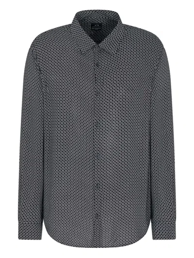 Armani Exchange Geometric-pattern Shirt In Black