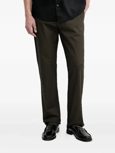Armani Exchange Geometric-pattern Straight-leg Trousers In Brown