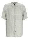 Armani Exchange Geometric-print Short-sleeved Shirt In Green