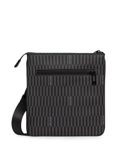 Armani Exchange Geometric-print Logo-pattern Belt Bag In Black