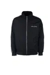 Armani Exchange Full Zip Sweatshirt In Bonded Cotton With Bands On The Sleeves In Black