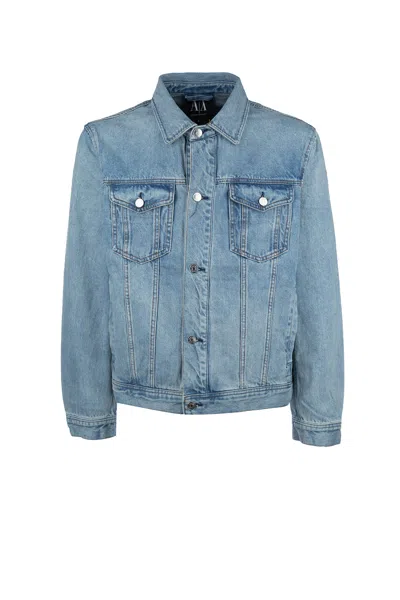 Armani Exchange Button-up Denim Jacket In Blue