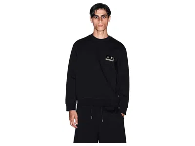 Armani Exchange Gold Detail Pullover Sweatshirt In Black