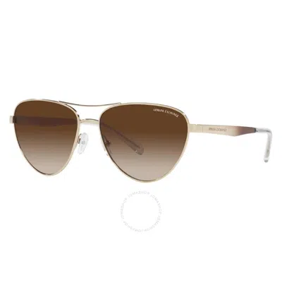 Armani Exchange Gradient Brown Pilot Ladies Sunglasses Ax2042s 611013 57 In Gold