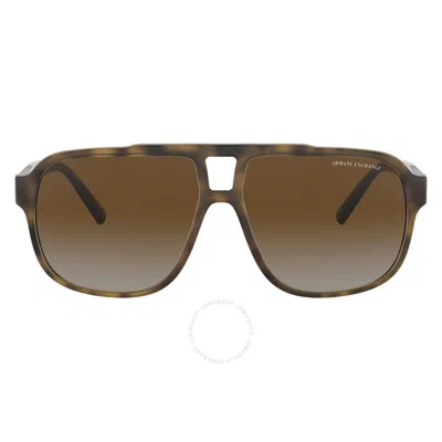 Armani Exchange Gradient Brown Polarized Rectangular Men's Sunglasses Ax4104s 8029t5 61