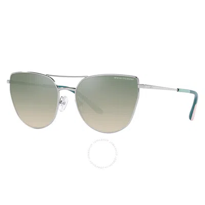 Armani Exchange Gradient Green Mirror Silver Cat Eye Ladies Sunglasses Ax2045s 6043w0 56 In Metallic