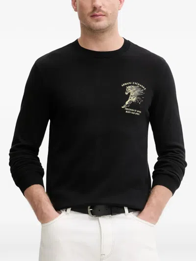 Armani Exchange Graphic Crew-neck Sweatshirt In Black