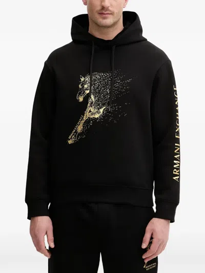 Armani Exchange Graphic Hoodie In Black