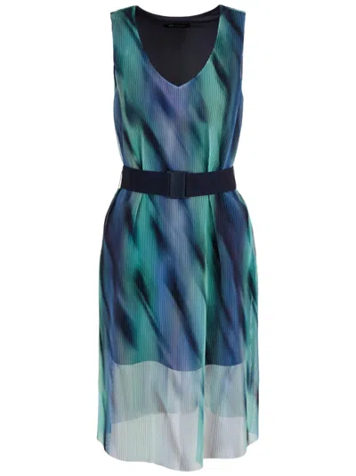 Armani Exchange Graphic-print Belted Minidress In Blue