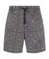 Armani Exchange Cotton And Linen Bermuda Shorts With Kaleidoscope Print In Gray