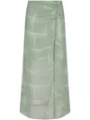 Armani Exchange Graphic-print Midi Skirt In 绿色
