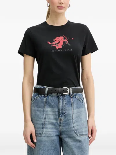 Armani Exchange Graphic-print Logo T-shirt In Black