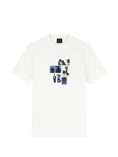 Armani Exchange Graphic-print Logo-detail Cotton T-shirt In White