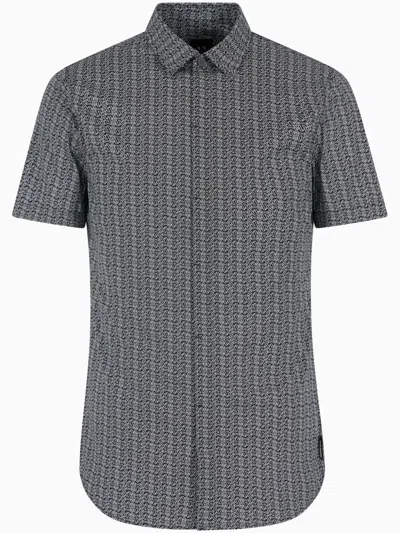 Armani Exchange Graphic-print Shirt In Gray