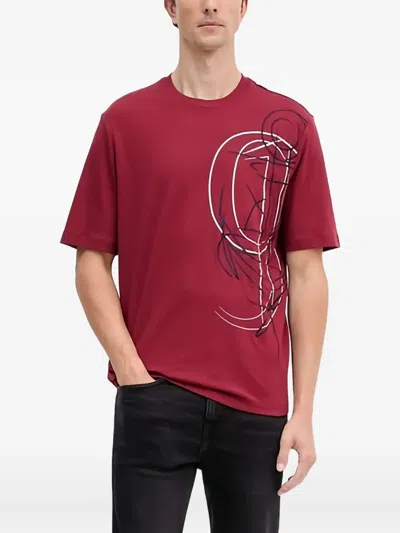Armani Exchange Graphic-print T-shirt In Red