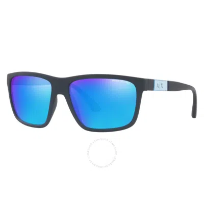 Armani Exchange Green Mirrored Light Blue Square Men's Sunglasses Ax4121s 818125 59