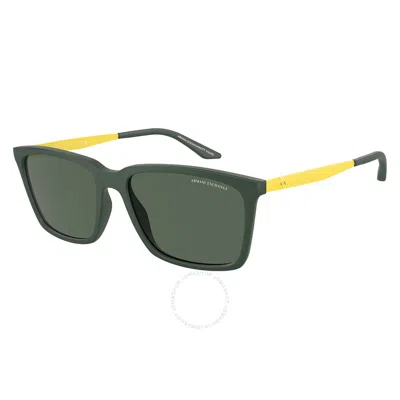 Armani Exchange Green Rectangular Men's Sunglasses Ax4138sf 830171 57 In Black