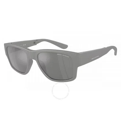 Armani Exchange Grey Mirror Square Men's Sunglasses Ax4141su 81806g 56 In Gray