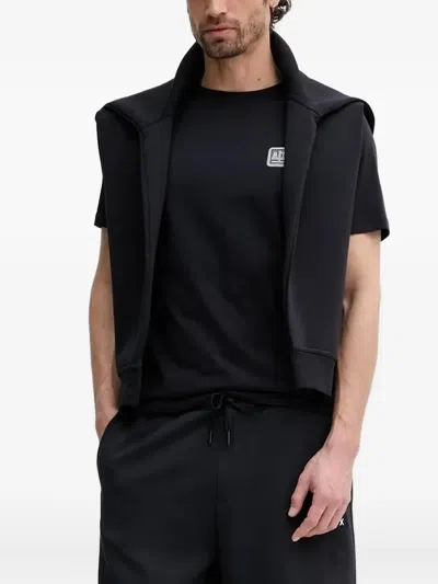 Armani Exchange Half-zip Logo Sweatshirt In Black