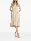 Armani Exchange Halter-neck Tiered Midi Dress In Neutral
