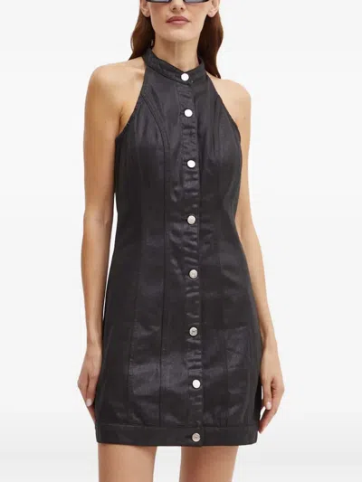 Armani Exchange Halterneck Button-fastening Dress In Black