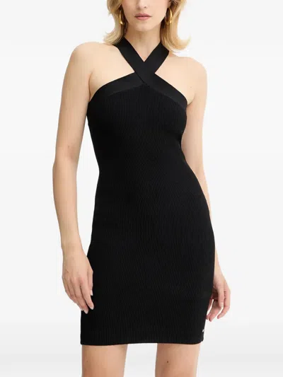 Armani Exchange Halterneck Mini Dress In Black