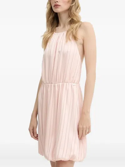 Armani Exchange Halterneck Striped Mini Day Dress In Pink