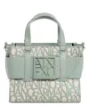 Armani Exchange Medium Tote Bag With Contrasting Detail In Green