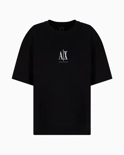 Armani Exchange Heavy Cotton Cropped T-shirt In Black