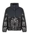 Armani Exchange Padded Jacket In Patent Leather And Opaque Fabric In Black