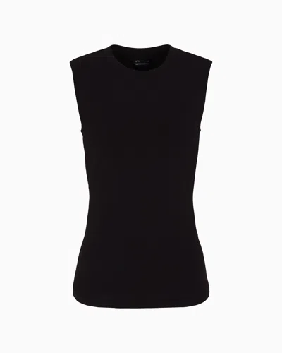 Armani Exchange High Neck Top In Black