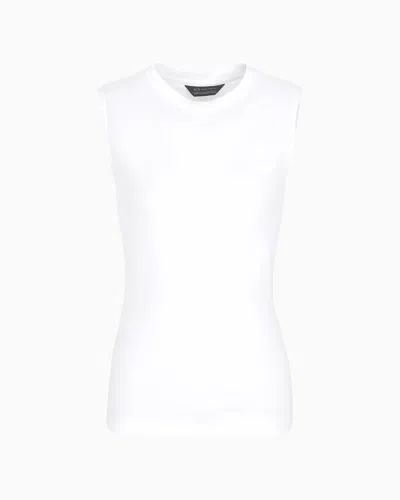 Armani Exchange High Neck Top In White
