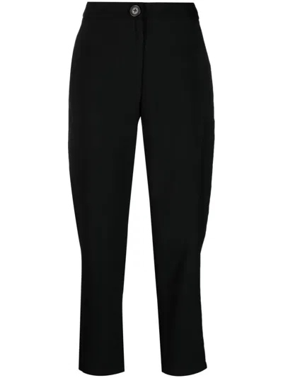 Armani Exchange High-waisted Cropped Trousers In Black