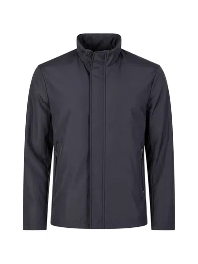 Armani Exchange High-neck Concealed-fastening Jacket In Blue